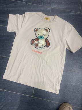 Civilized Embroidered “Patch” teddy bear shirt